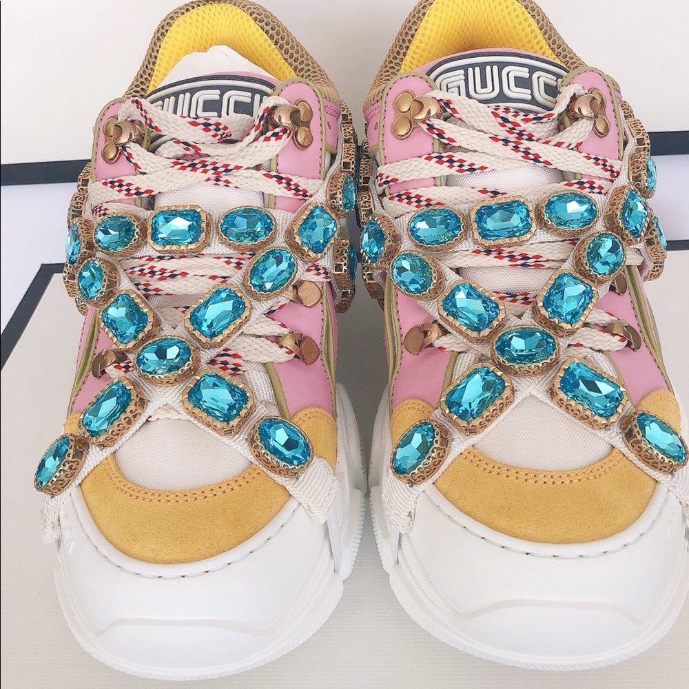 NEW Gucci Flashtrek Removable Crystal Sneakers 40